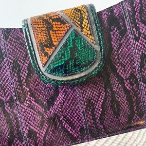 Multicolor Snakeskin Clutch 80s Renee